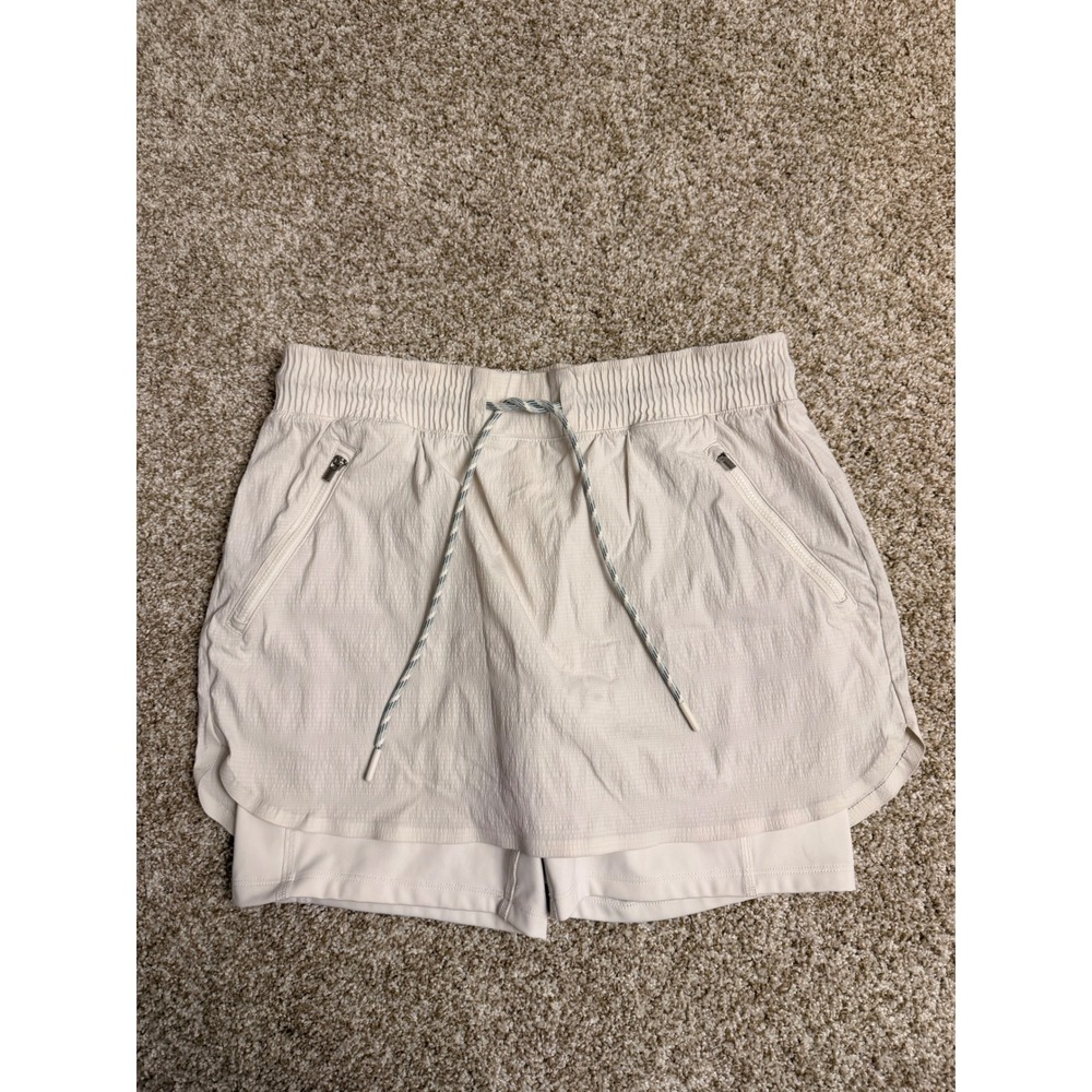 Athleta Trekkie North Skort Cream Size 6 Hiking Travel Athletic Skirt Zip Pocket